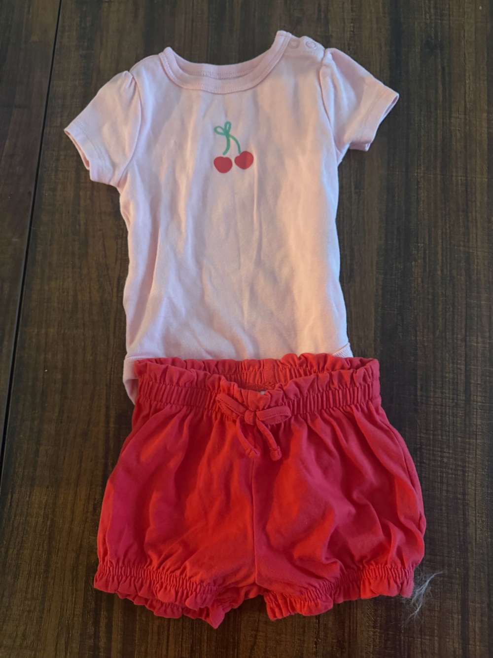 Kids Pink Cherry Graphic Short Sleeve Top